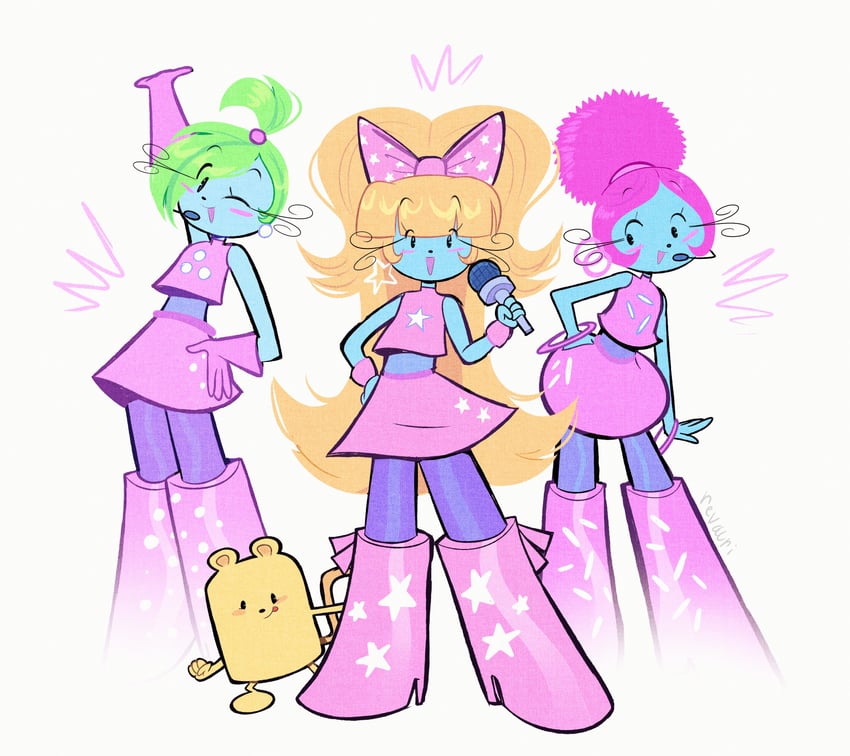 wubbzy, sparkle, shine, and shimmer (wow! wow! wubbzy!) drawn by revauri