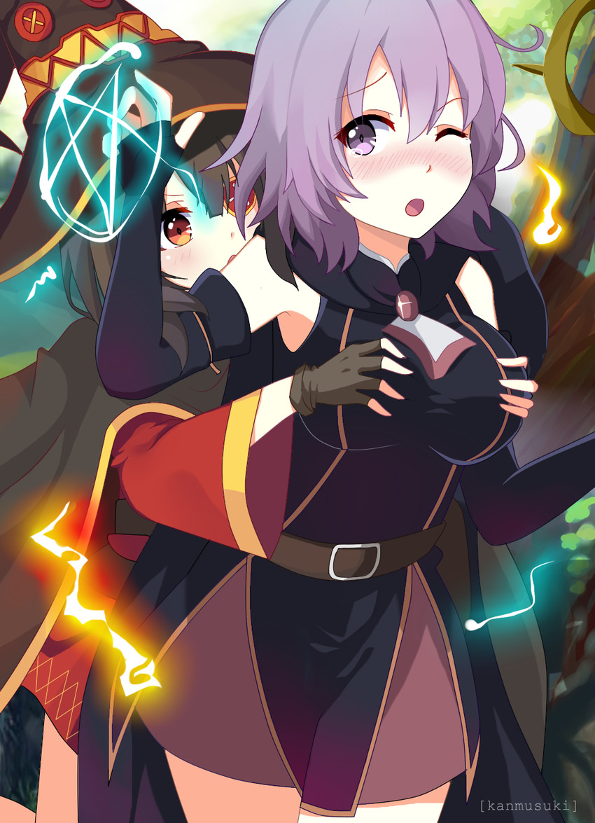 megumin and shihoru (kono subarashii sekai ni shukufuku wo! and 1 more) drawn by mush_(mushlicious)