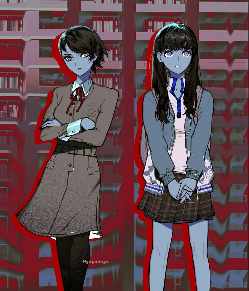 isonokami tao and hiromine yoko (shin megami tensei and 2 more) drawn by gapamopa