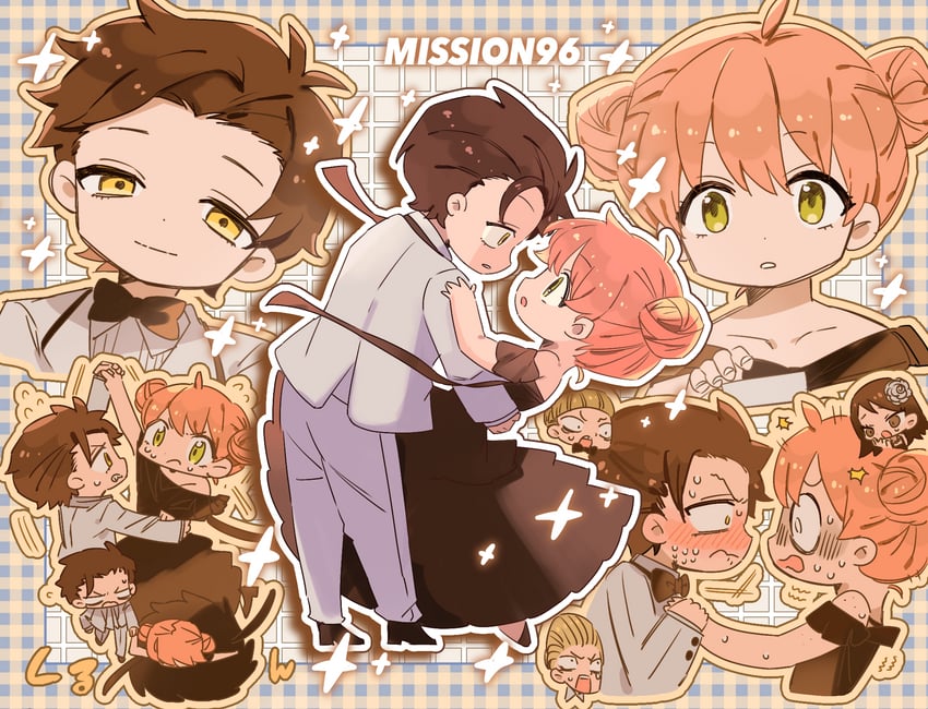 anya, damian desmond, becky blackbell, ewen egeburg, and emile elman (spy x family) drawn by hanana_(ymbk_sb)