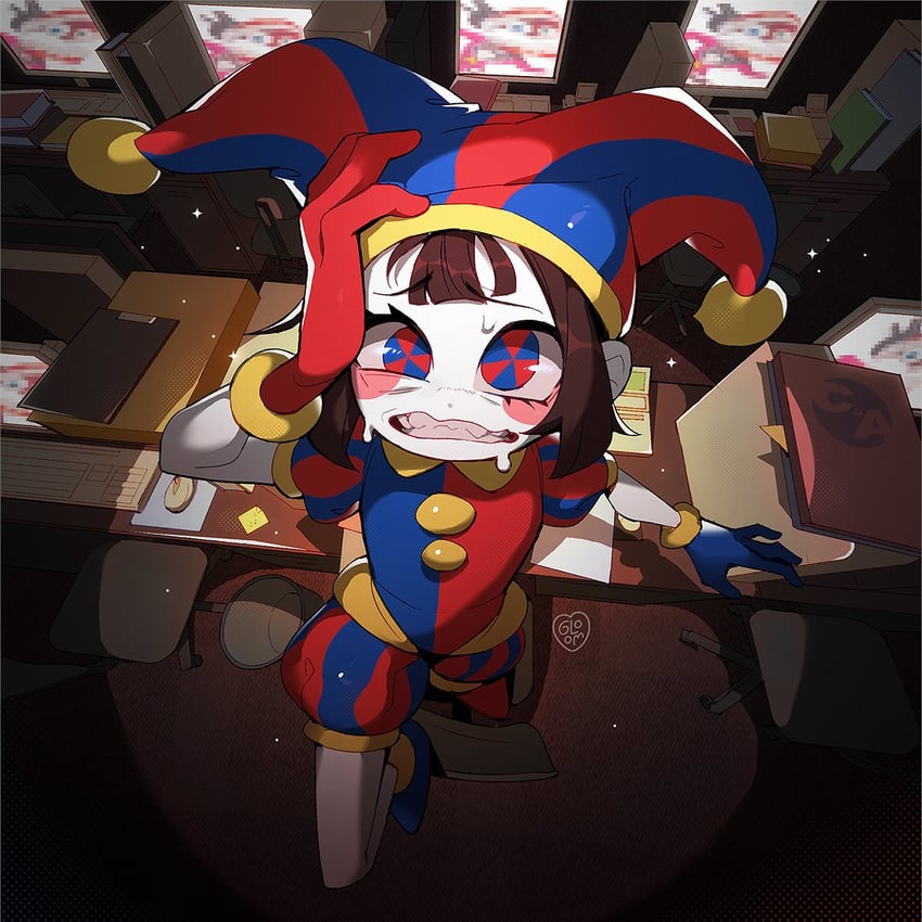pomni and caine (the amazing digital circus) drawn by gloomyuu_(gloomwastaken)