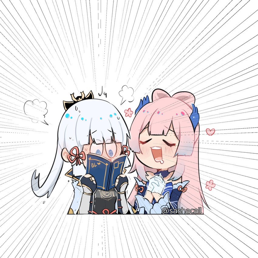 kamisato ayaka and sangonomiya kokomi (genshin impact) drawn by sashacall