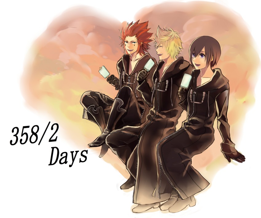 roxas, xion, and axel (kingdom hearts and 1 more) drawn by naoko1215