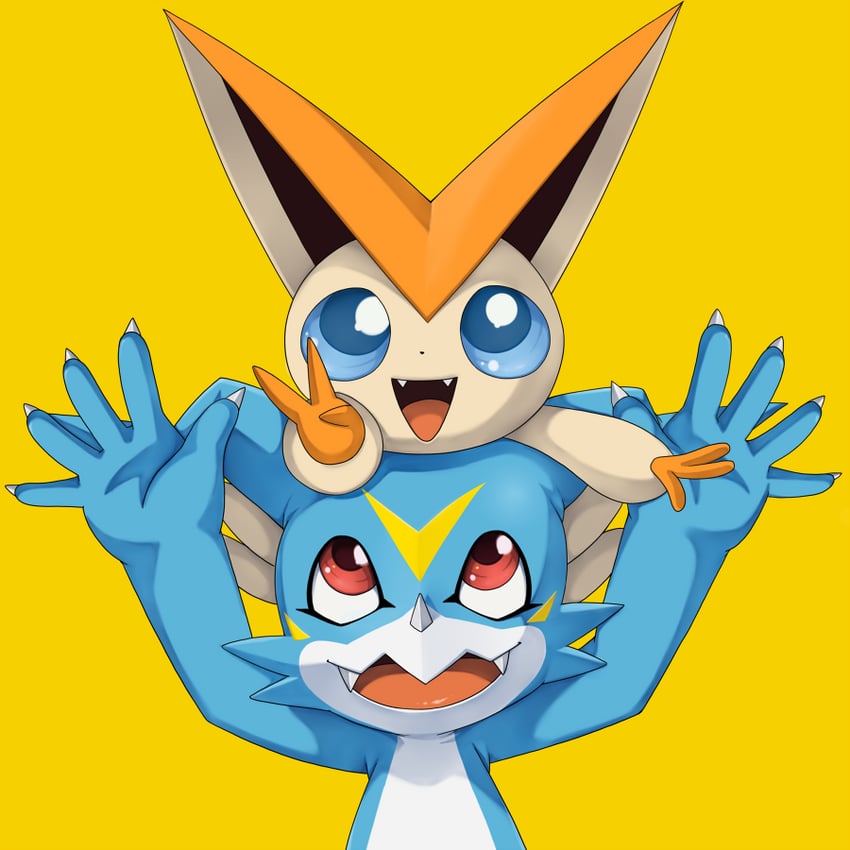 victini and v-mon (pokemon and 1 more) drawn by someguy944