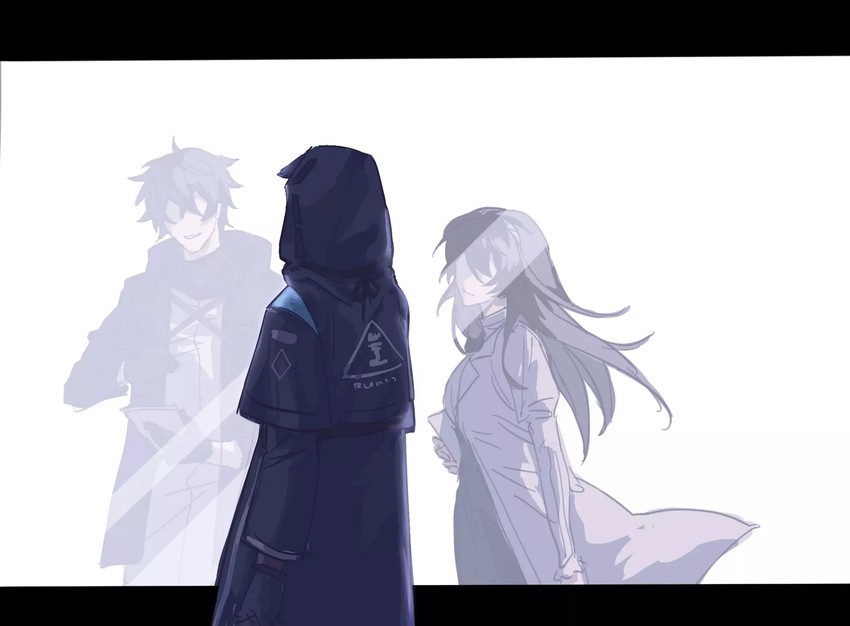 doctor, male doctor, and priestess (arknights) drawn by hkeno