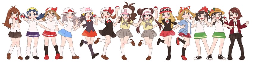 dawn, may, rosa, hilda, gloria, and 7 more (pokemon and 13 more) drawn by pumpkinpan