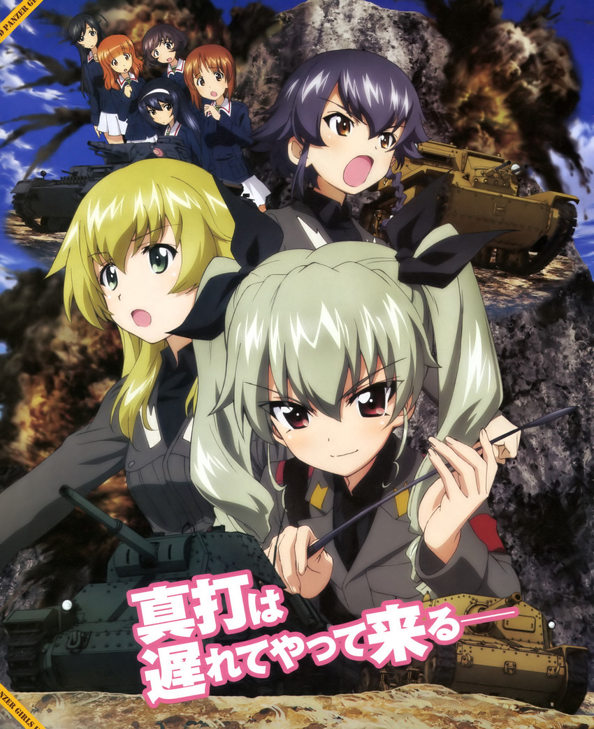 nishizumi miho, anchovy, akiyama yukari, takebe saori, reizei mako, and 3 more (girls und panzer)