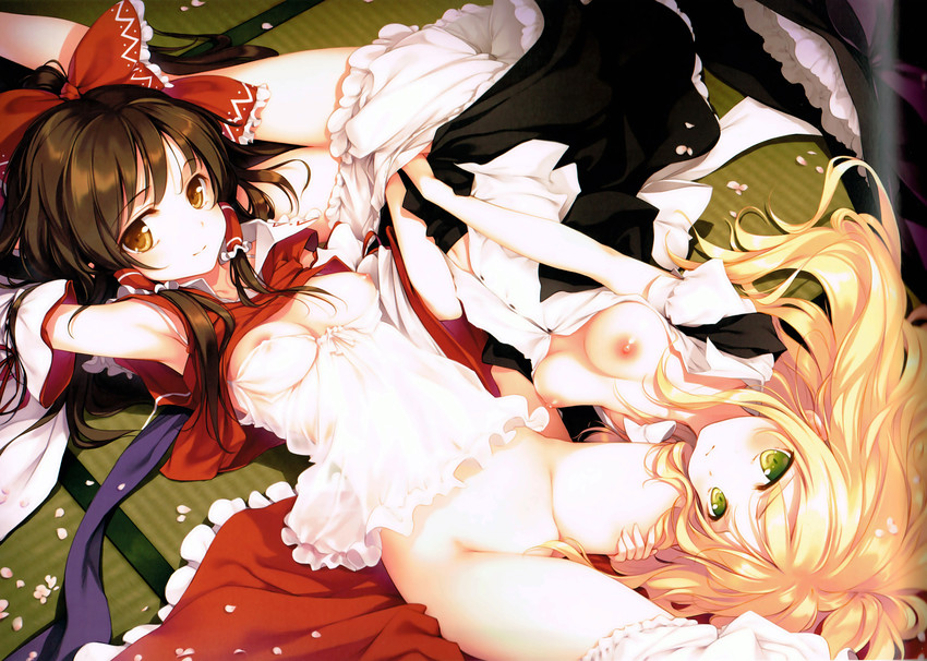hakurei reimu and kirisame marisa (touhou) drawn by ke-ta