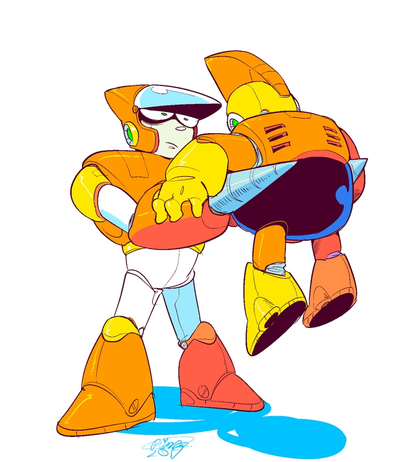 crash man and bomb man (mega man and 2 more) drawn by prince_(uurw4387)