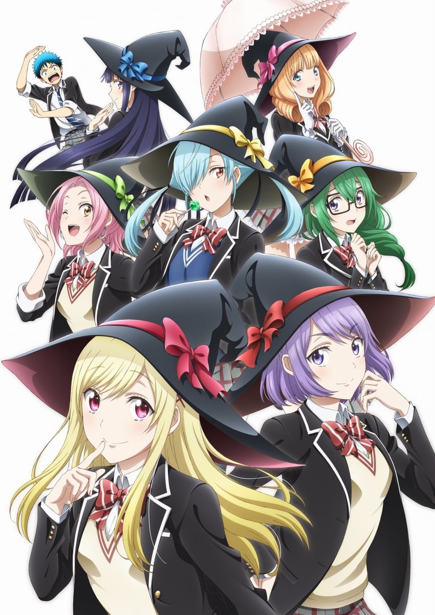 shiraishi urara, takigawa noa, odagiri nene, yamada ryuu, asuka mikoto, and 3 more (yamada-kun to 7-nin no majo)