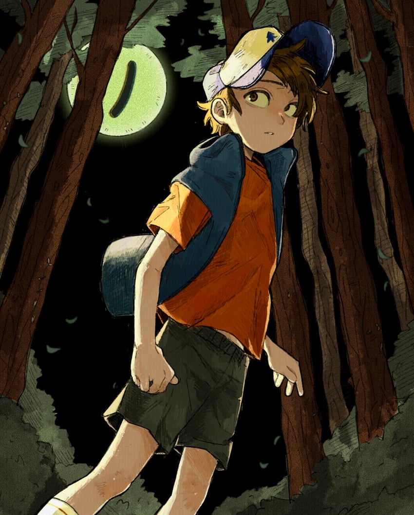dipper pines and bill cipher (gravity falls) drawn by kumao_(uexxww)