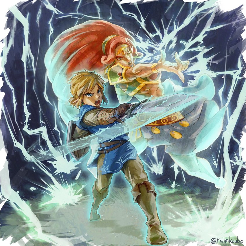 link and urbosa (the legend of zelda and 1 more) drawn by raimkoubo