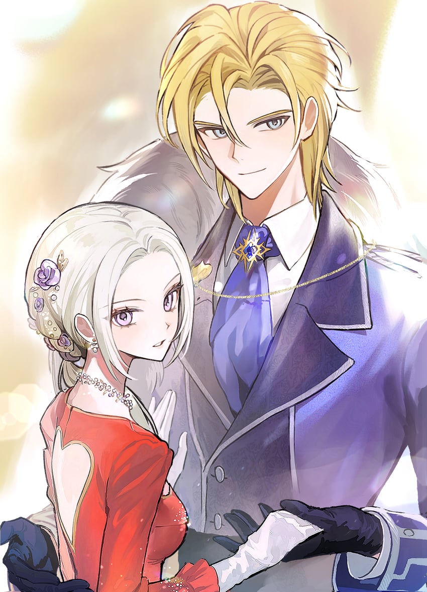 edelgard von hresvelg and dimitri alexandre blaiddyd (fire emblem and 2 more) drawn by ikaikakka