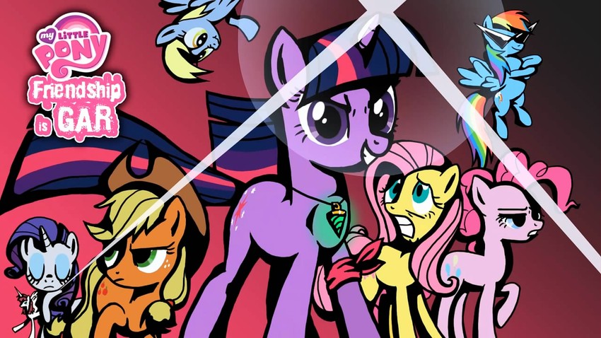 twilight sparkle, fluttershy, rainbow dash, pinkie pie, applejack, and 3 more (tengen toppa gurren lagann and 2 more)