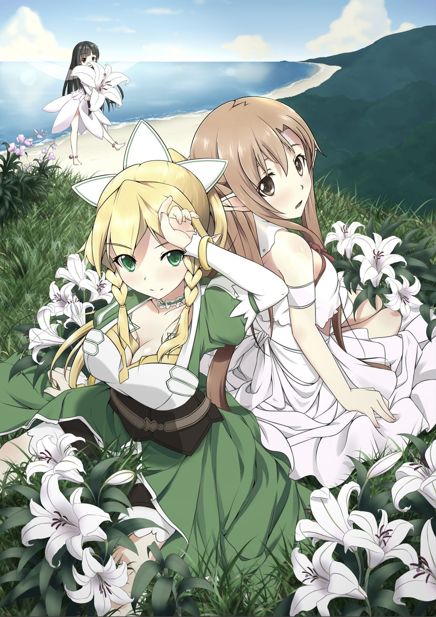 asuna, leafa, yui, and titania (sword art online) drawn by hex_(tanhexun)