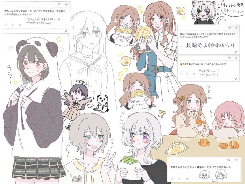 chihaya anon, nagasaki soyo, shiina taki, takamatsu tomori, and kaname raana (bang dream! and 1 more) drawn by 72_(mi5_o_en)