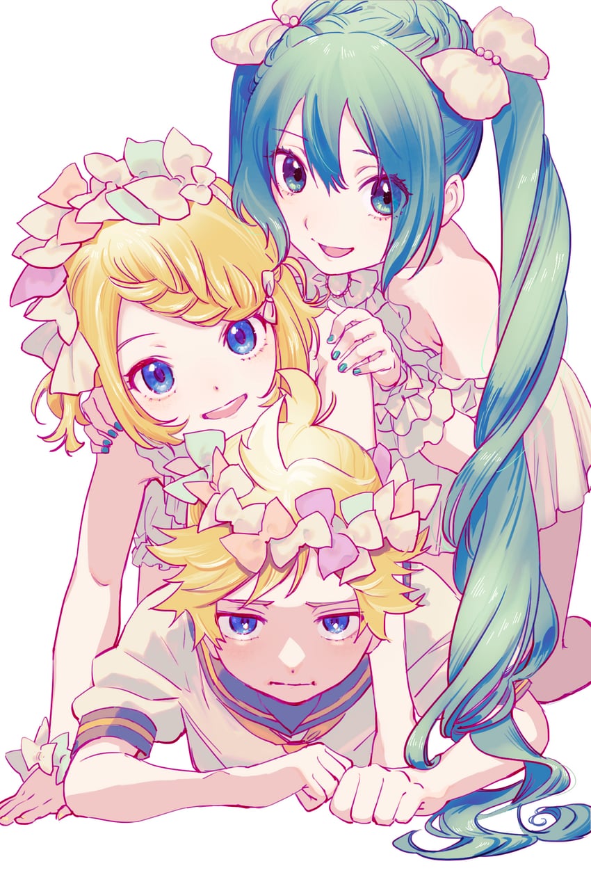hatsune miku, kagamine rin, and kagamine len (vocaloid) drawn by naimaze_atakamo