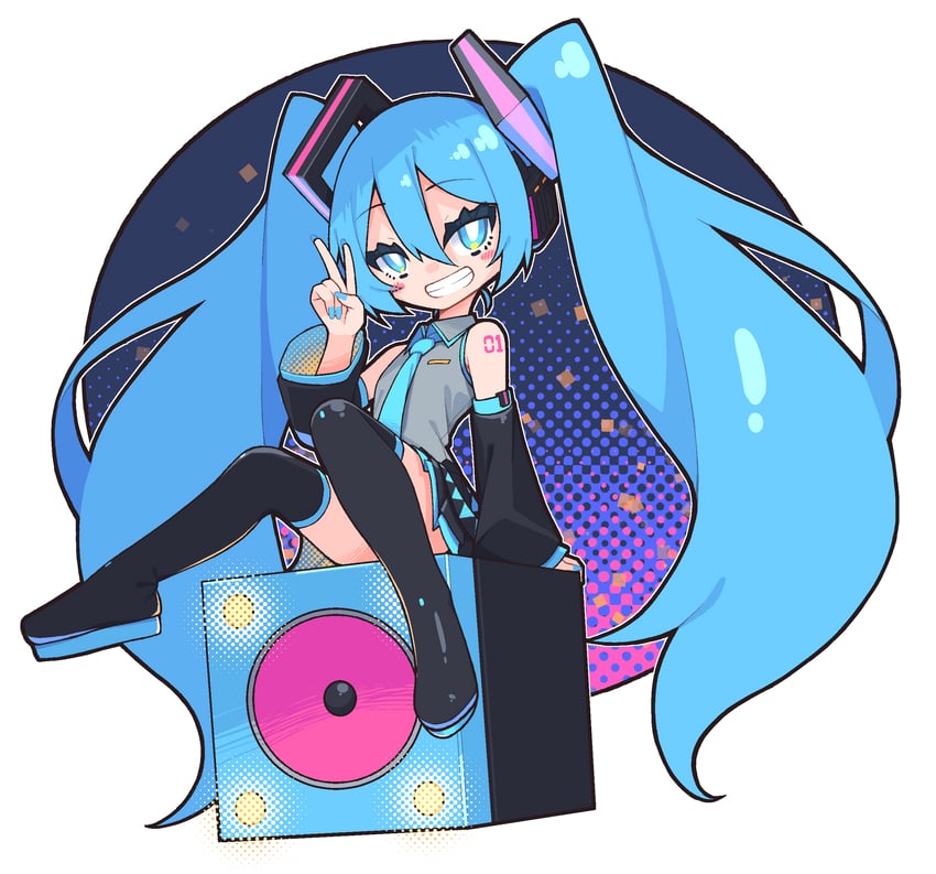hatsune miku (vocaloid) drawn by hoshi_shimeji_(yuki-e-toriusu1)