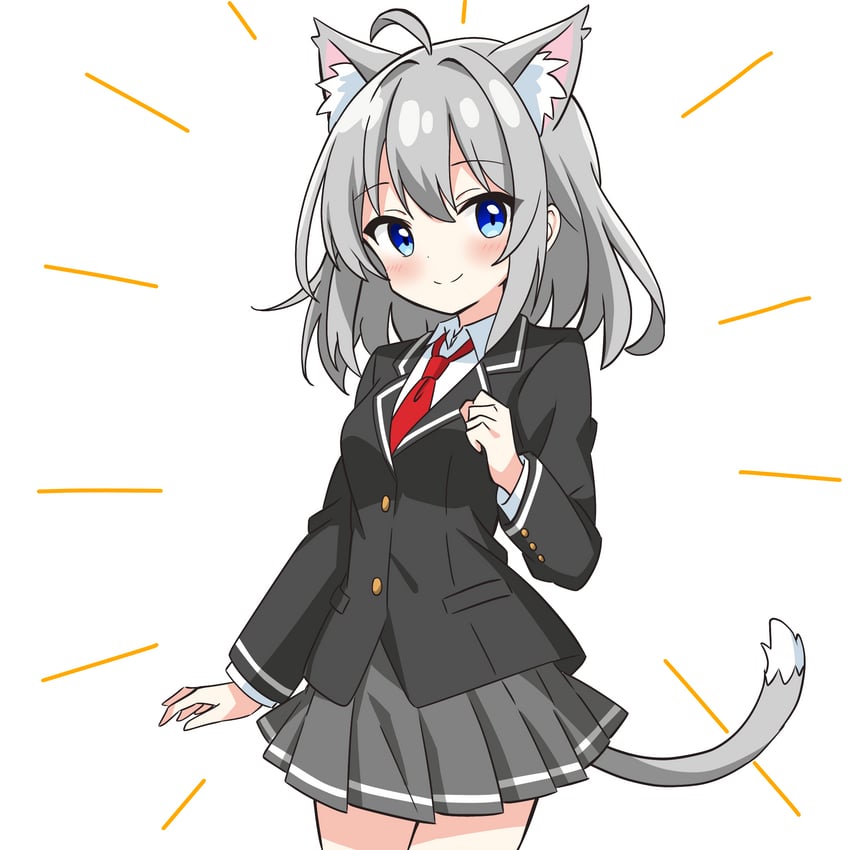 grey-haired cat girl (original) drawn by kotatsu-mazoku
