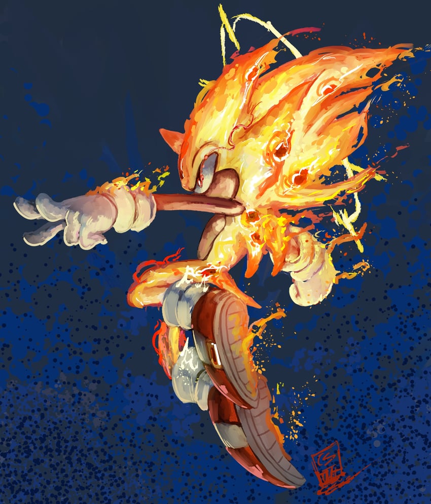 sonic the hedgehog and super sonic (sonic) drawn by codetrillogy