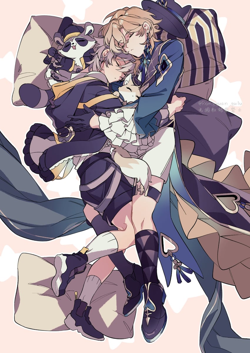 trailblazer, caelus, aventurine, and galactic baseballer (honkai and 1 more) drawn by rongyuan_gulu