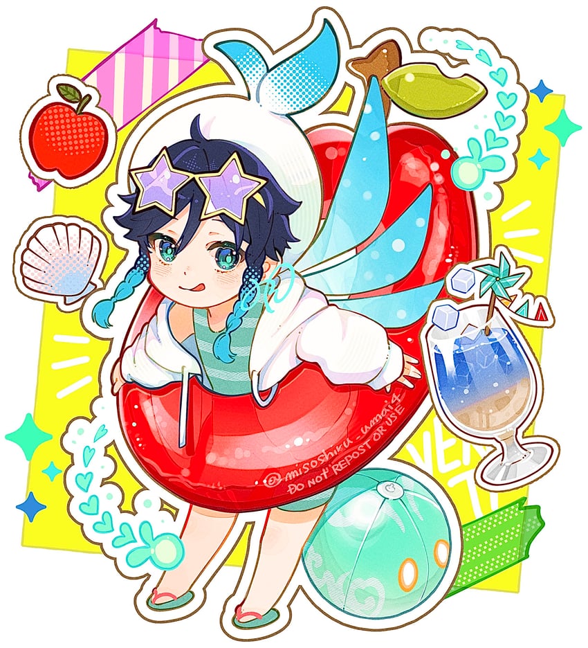 venti, slime, barbatos, and anemo slime (genshin impact) drawn by misoshiru_umai4