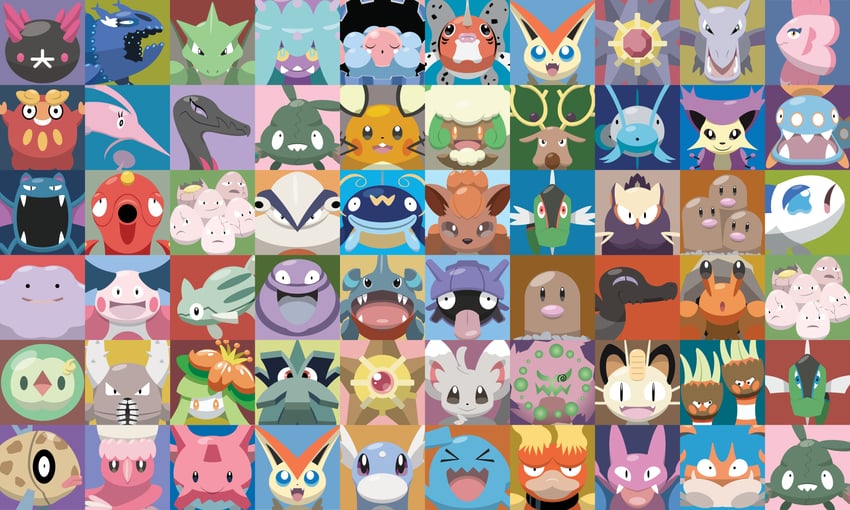 meowth, ditto, vulpix, dedenne, whimsicott, and 50 more (pokemon) drawn by shawn_flowers