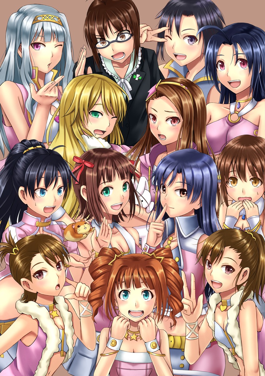hoshii miki, kisaragi chihaya, amami haruka, kikuchi makoto, shijou takane, and 9 more (idolmaster) drawn by chiko_(kanhogo)