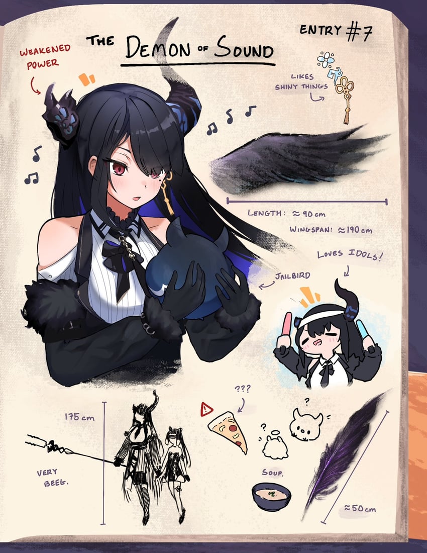 ninomae ina'nis, nerissa ravencroft, takodachi, and jailbird (hololive and 1 more) drawn by taiyo_sketches