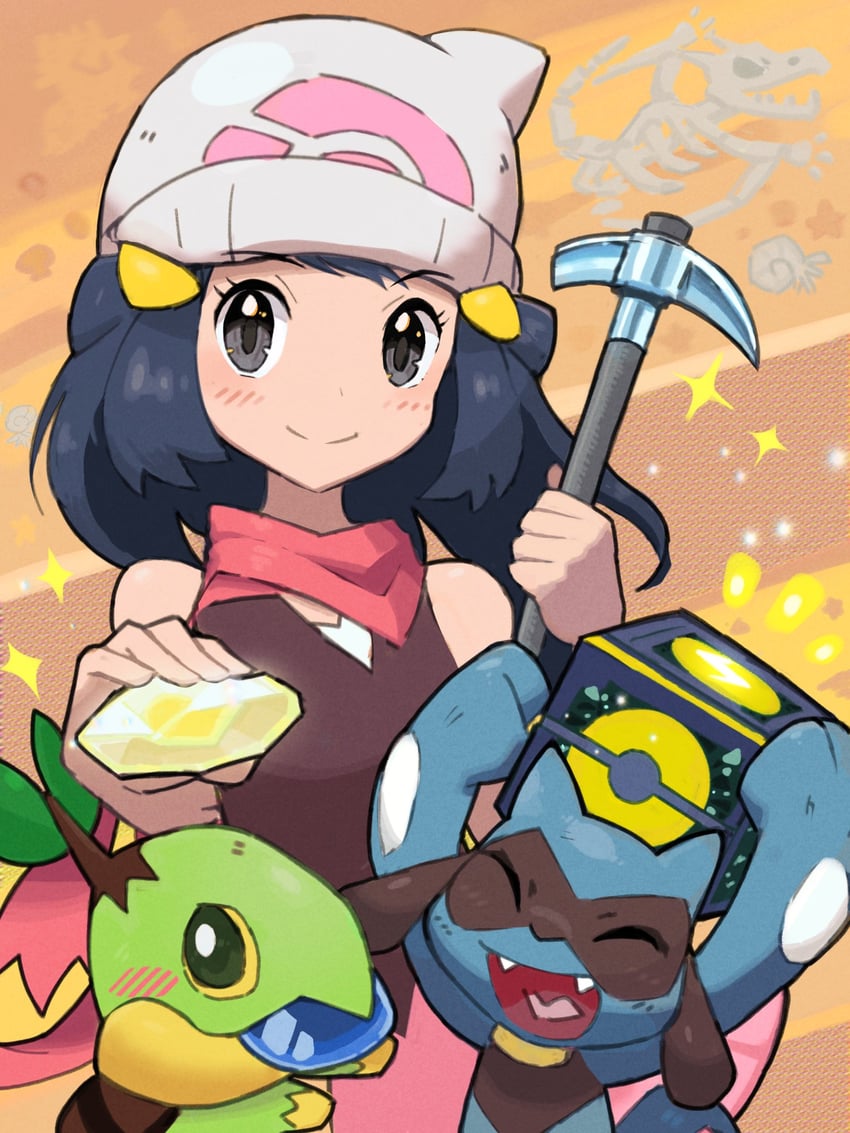 dawn, riolu, turtwig, and aerodactyl (pokemon and 1 more) drawn by arc_draws