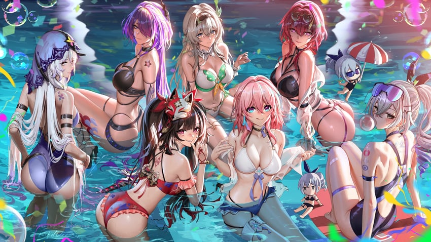 firefly, kafka, march 7th, acheron, sparkle, and 2 more (honkai and 1 more) drawn by liang_xing