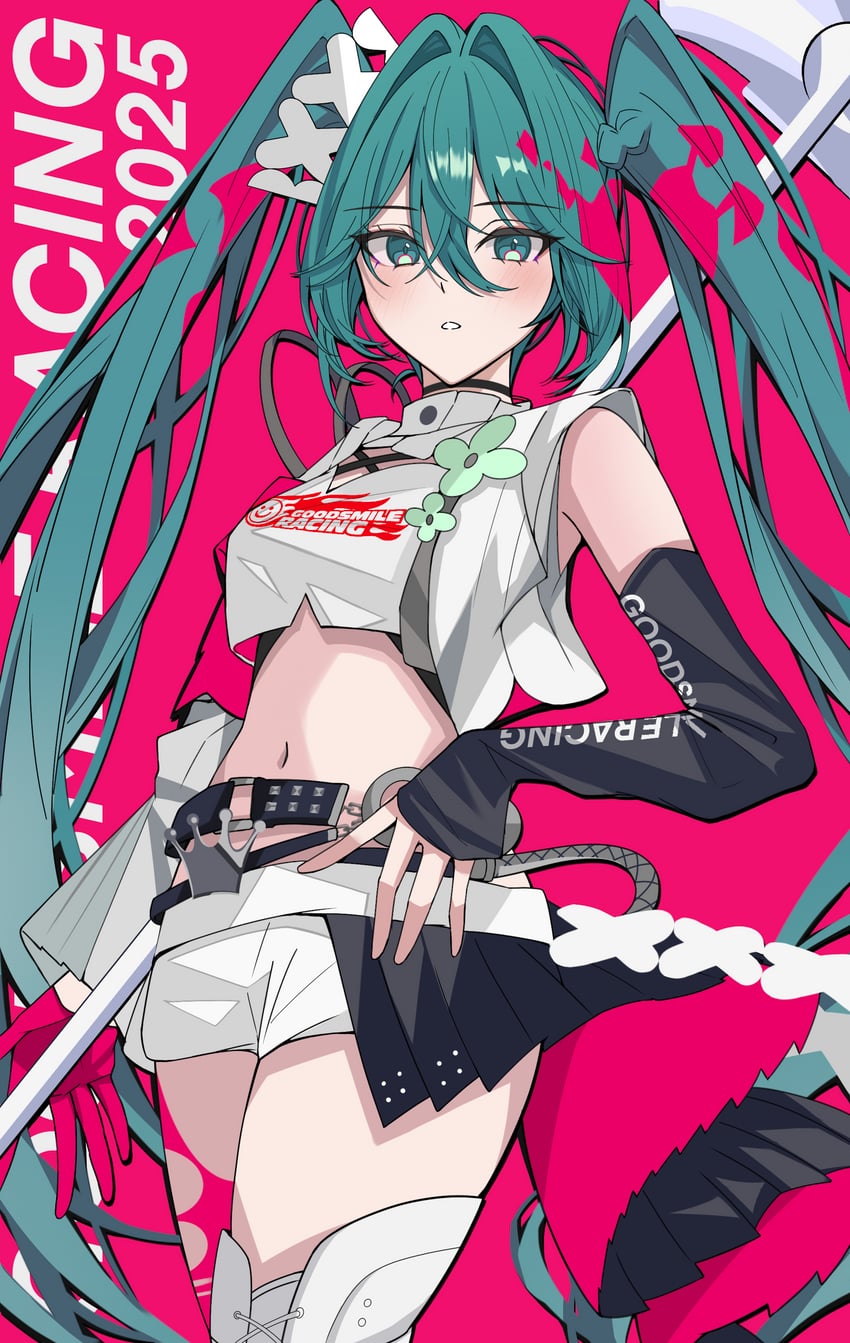 hatsune miku and racing miku (vocaloid and 1 more) drawn by garan_(garan0502)
