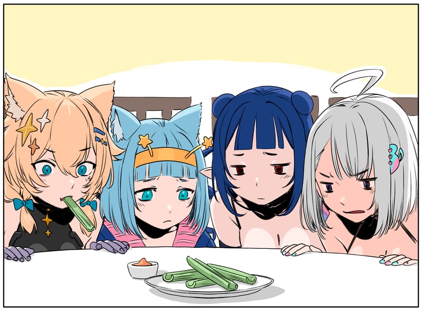 kaneko lumi, jelly hoshiumi, ember amane, and dizzy dokuro (phase connect) drawn by agemmata