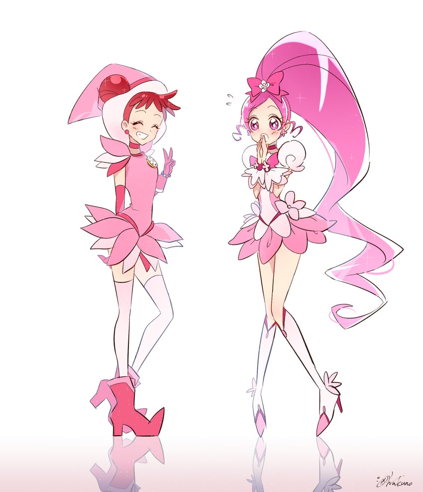 hanasaki tsubomi, cure blossom, and harukaze doremi (precure and 3 more) drawn by wakuno_lemon