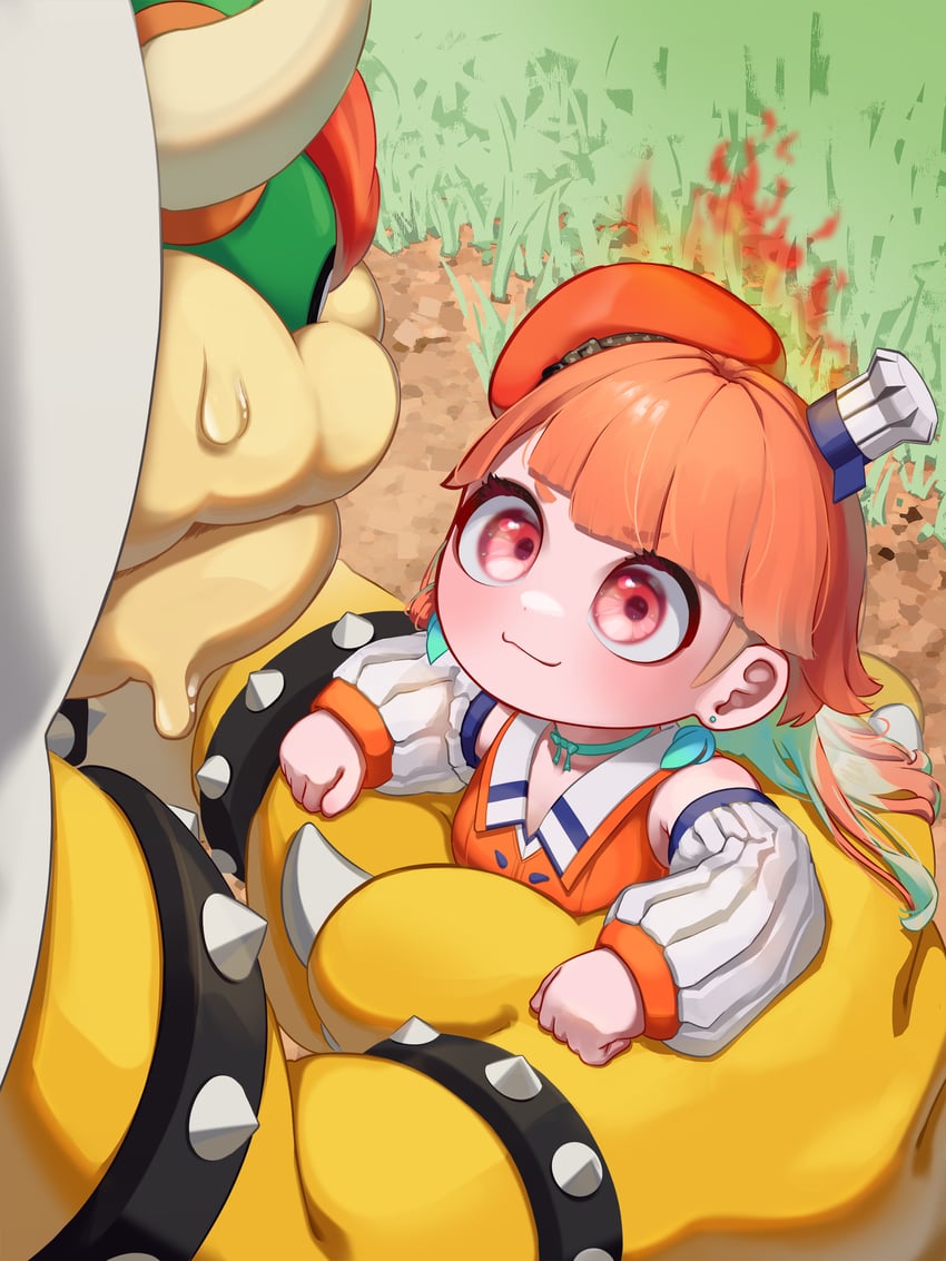 takanashi kiara and bowser (hololive and 2 more) drawn by appleblossomtea