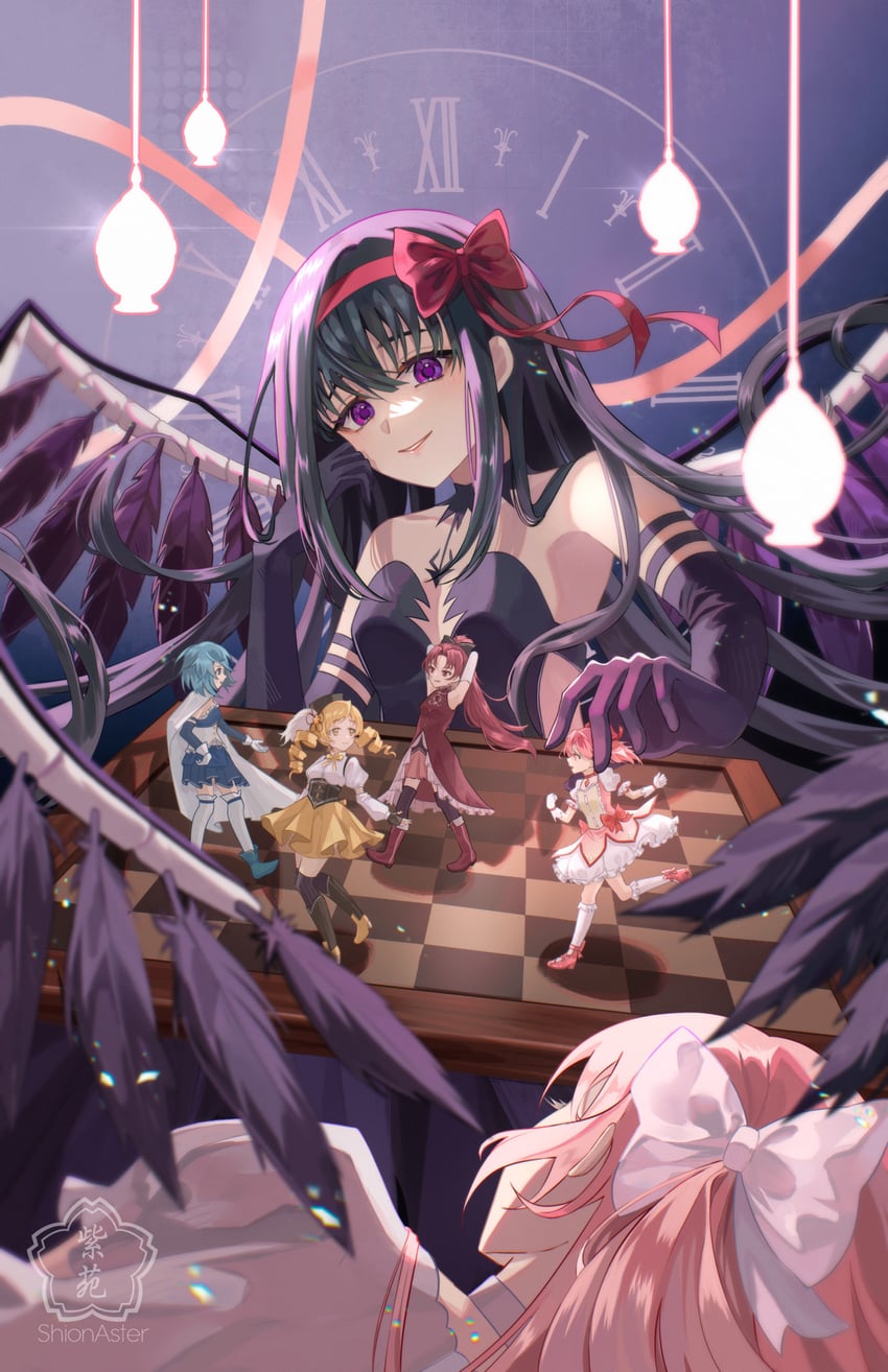 akemi homura, kaname madoka, miki sayaka, sakura kyoko, tomoe mami, and 2 more (mahou shoujo madoka magica and 1 more) drawn by shionaster