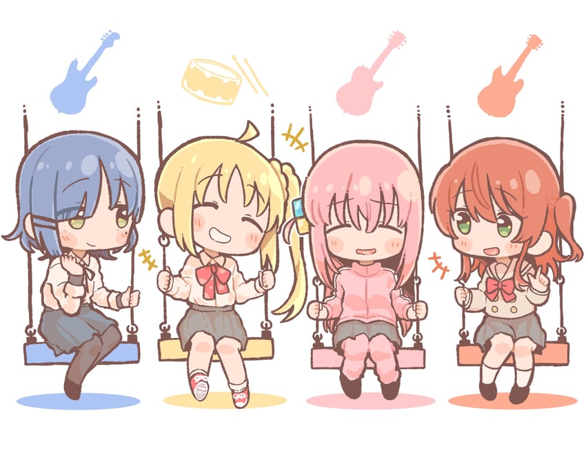 gotoh hitori, kita ikuyo, ijichi nijika, and yamada ryo (bocchi the rock!) drawn by henyomen