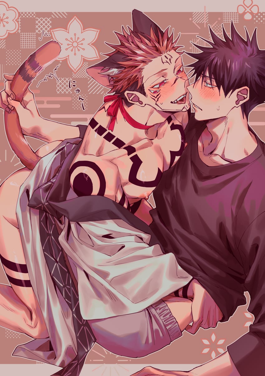 fushiguro megumi and ryoumen sukuna (jujutsu kaisen) drawn by azukiharuta_ju