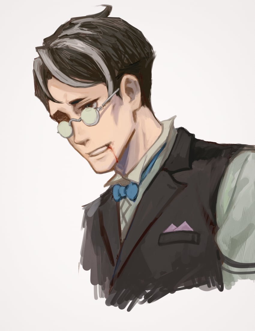 satoru hosonaga (ace attorney and 1 more) drawn by kaze_(yznyttdgs)