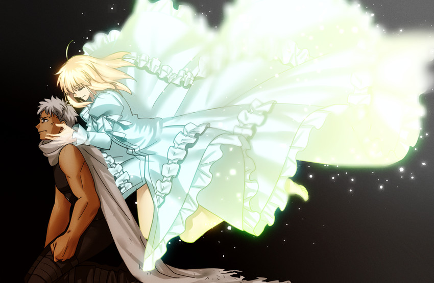 artoria pendragon, saber, and archer (fate and 1 more) drawn by chietori
