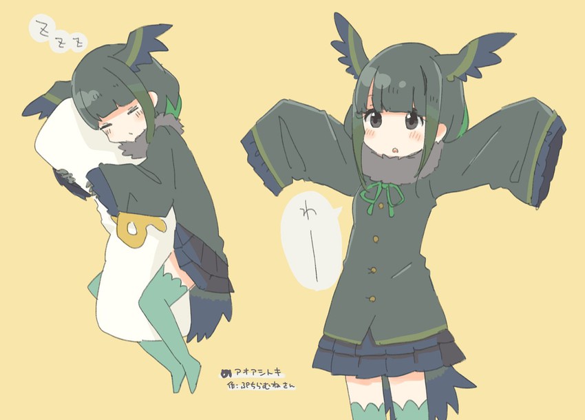 green ibis (original and 1 more) drawn by hasu_(zatsugami)