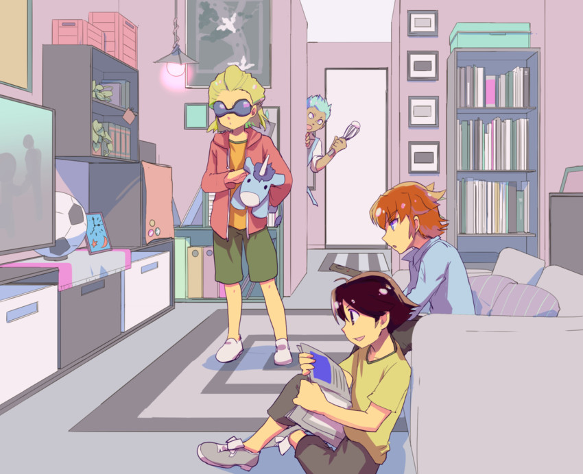 ichinose kazuya, mark kruger, dylan keith, and domon asuka (inazuma eleven) drawn by gorugon