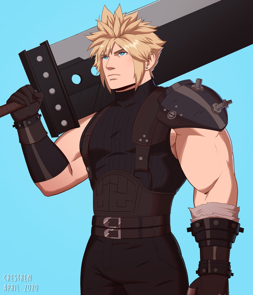 cloud strife (final fantasy and 2 more) drawn by crestren