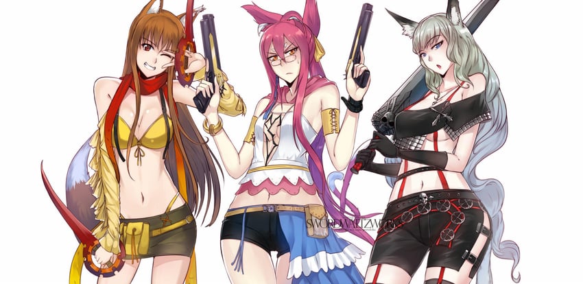 holo, yuna, rikku, kokonoe, paine, and 1 more (final fantasy and 5 more) drawn by swordwaltz