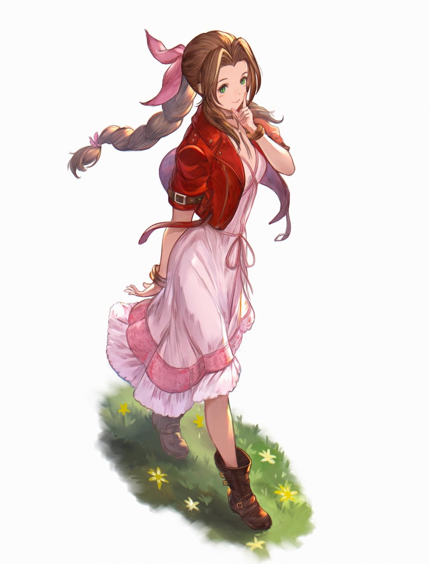 aerith gainsborough (final fantasy and 3 more) drawn by dojen