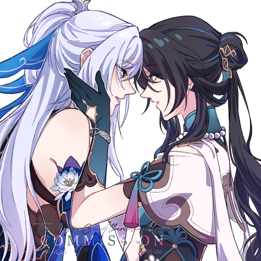 ruan mei and jingliu (honkai and 1 more) drawn by latte_(leuvi_tte)