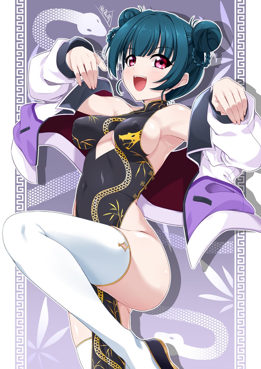 tsushima yoshiko (love live! and 1 more) drawn by bunji