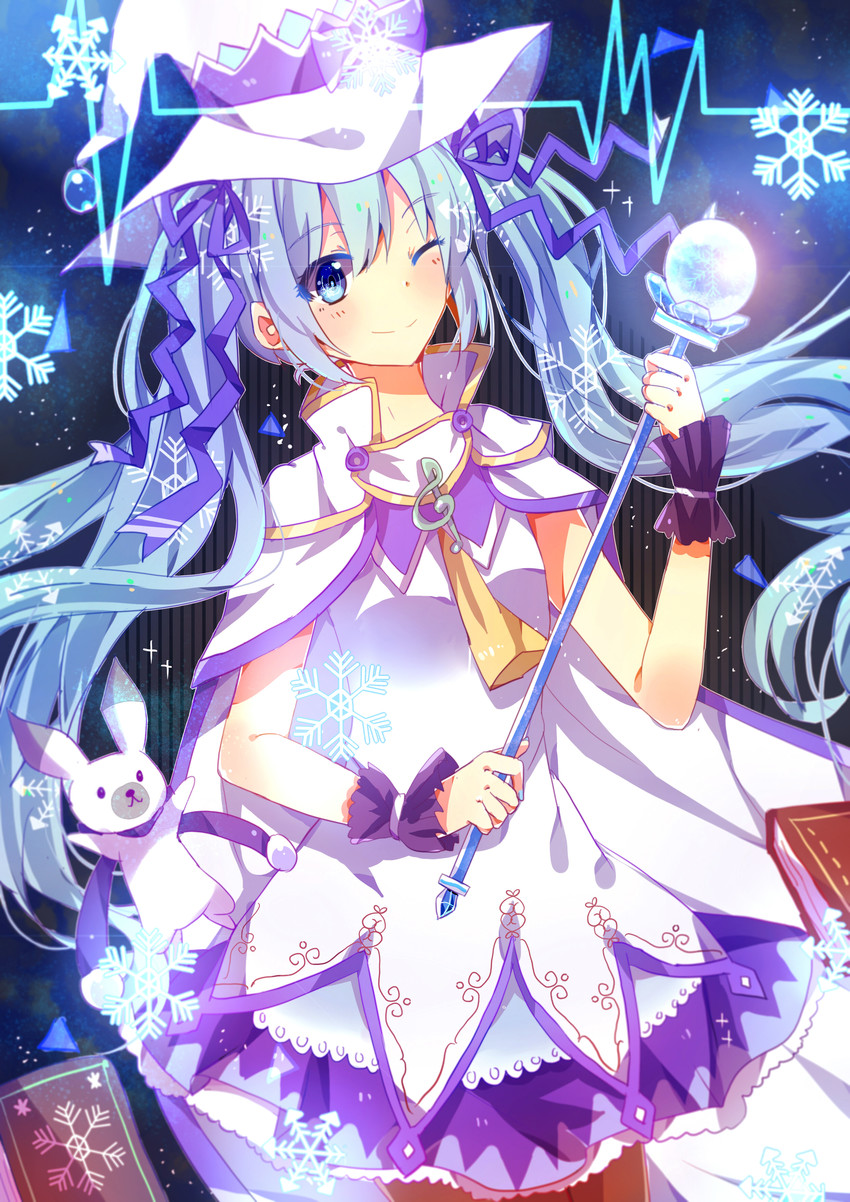 hatsune miku, yuki miku, and rabbit yukine (vocaloid and 1 more) drawn by luppykiy