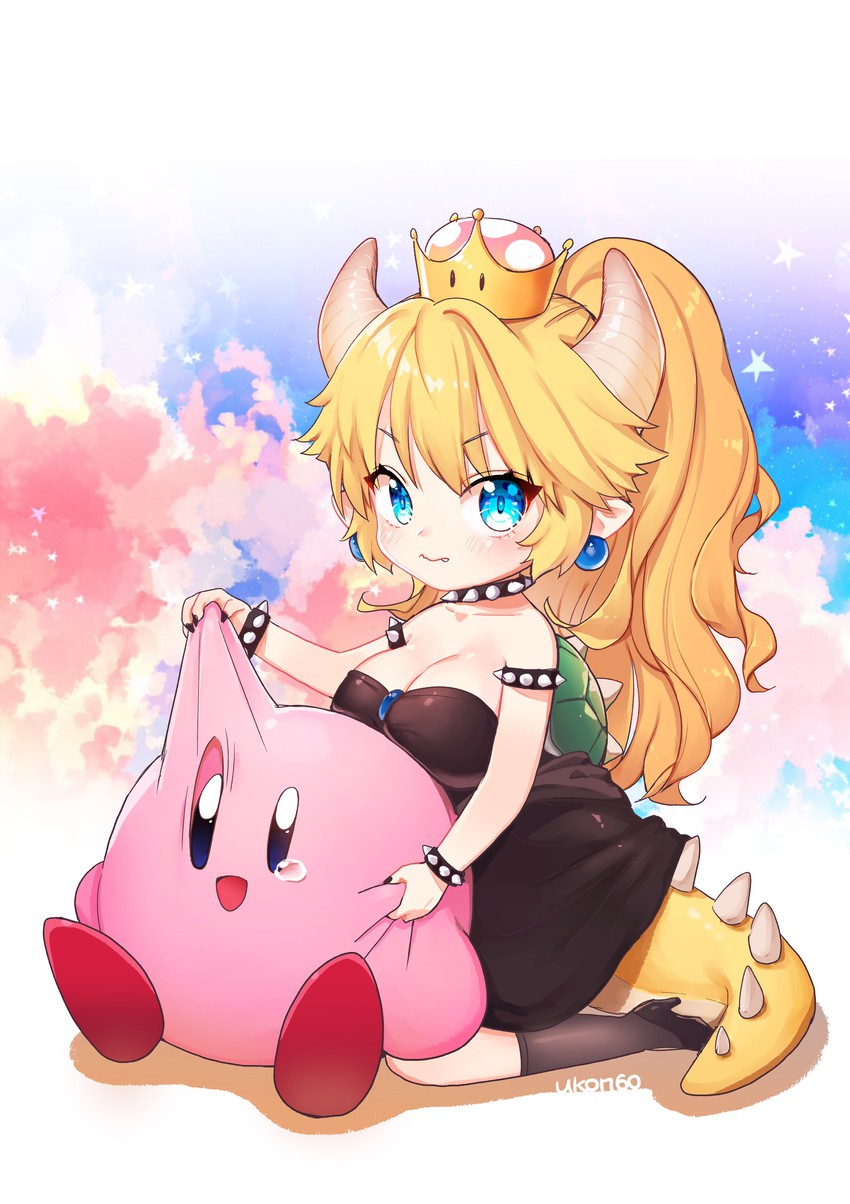 kirby and bowsette (mario and 2 more) drawn by ukon60