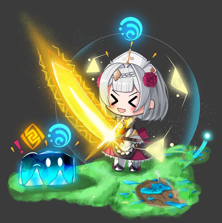 slime, noelle, and hydro slime (genshin impact)